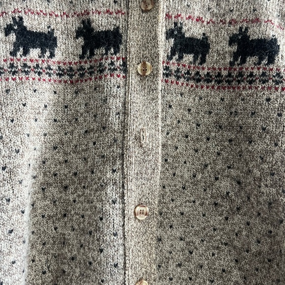 Lands' End Scottie dog 100% wool cardigan sweater - Picture 2 of 4